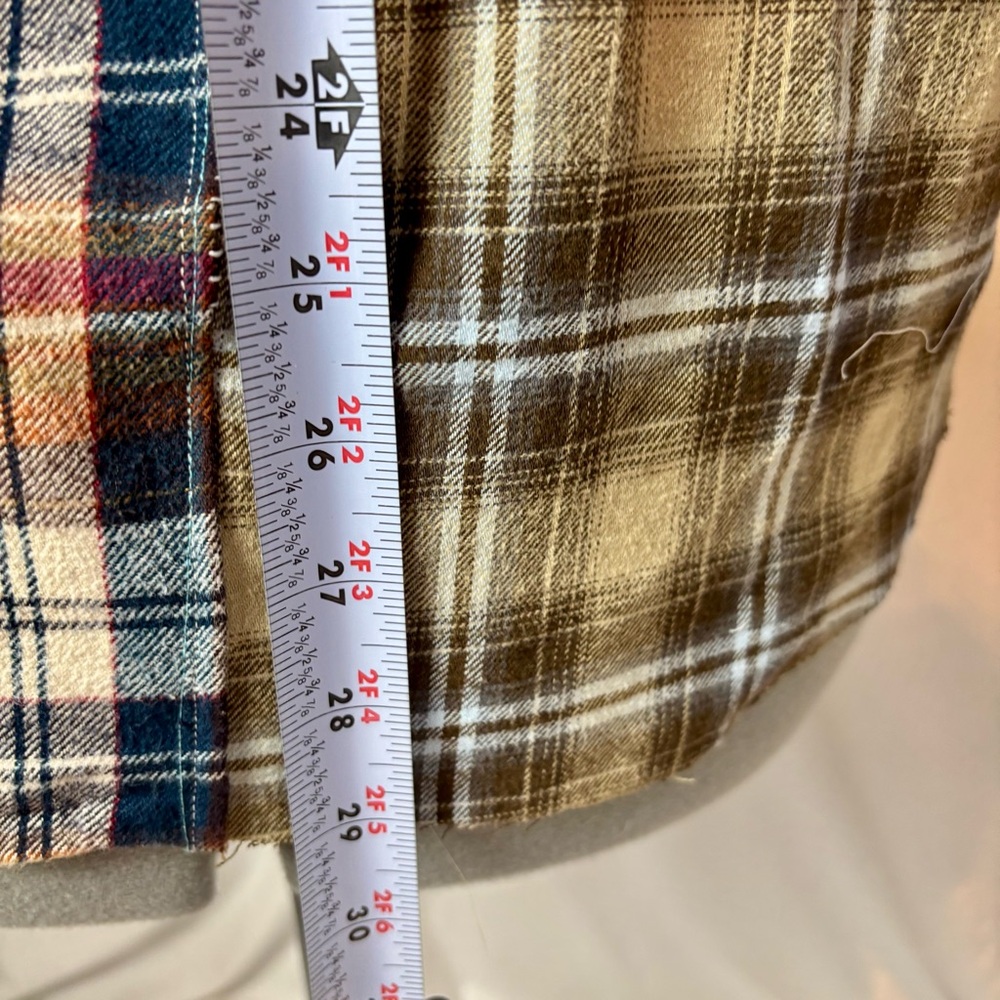 Hand Crafted 1/2 & 1/2 Plaid FlannelShirt Men's M-L - Picture 10 of 13